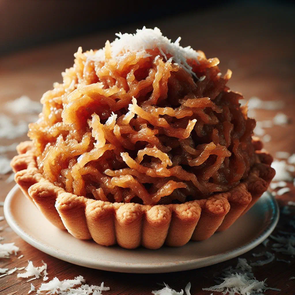 Coconut gizzada tarts with golden pastry and sweet spiced coconut filling