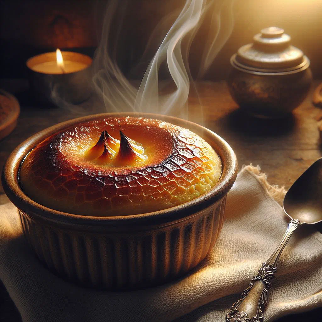 Baked cassava pudding topped with fresh coconut