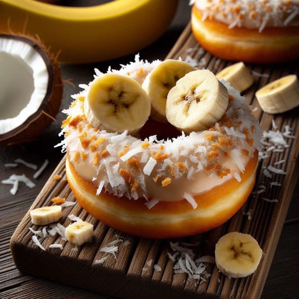 Golden coconut banana fritters dusted with icing sugar