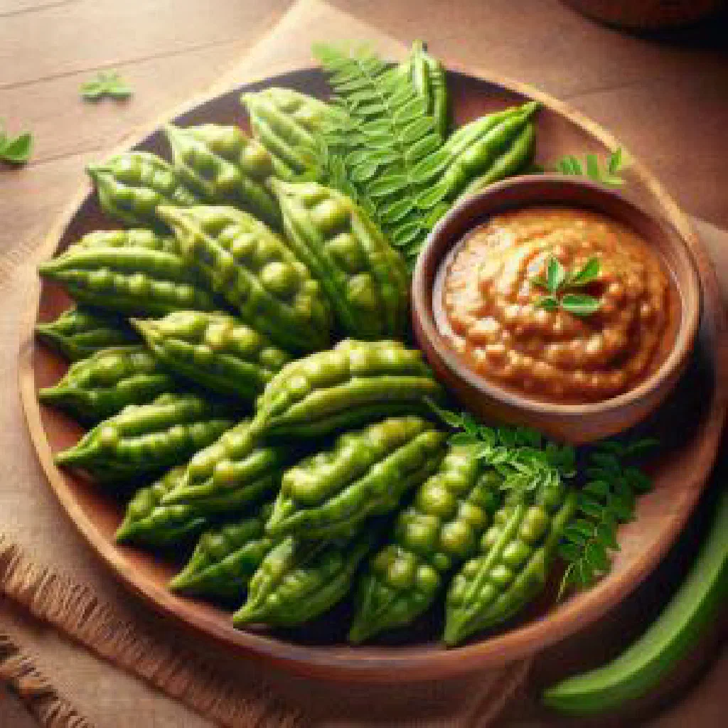 Steamed and mashed matooke served with groundnut sauce on a banana leaf
