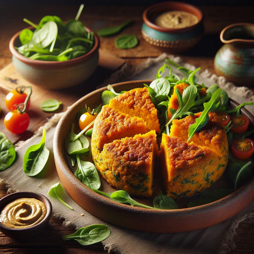 Golden fried pumpkin kibbeh balls garnished with fresh herbs