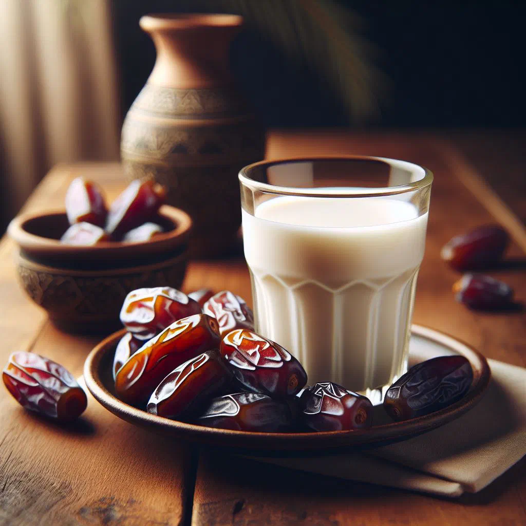 Bowl of creamy yoghurt topped with chopped dates and a sprinkle of cinnamon