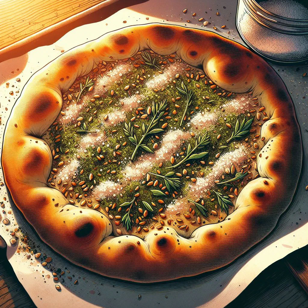 Zaatar manaqish flatbreads topped with herb and olive oil blend