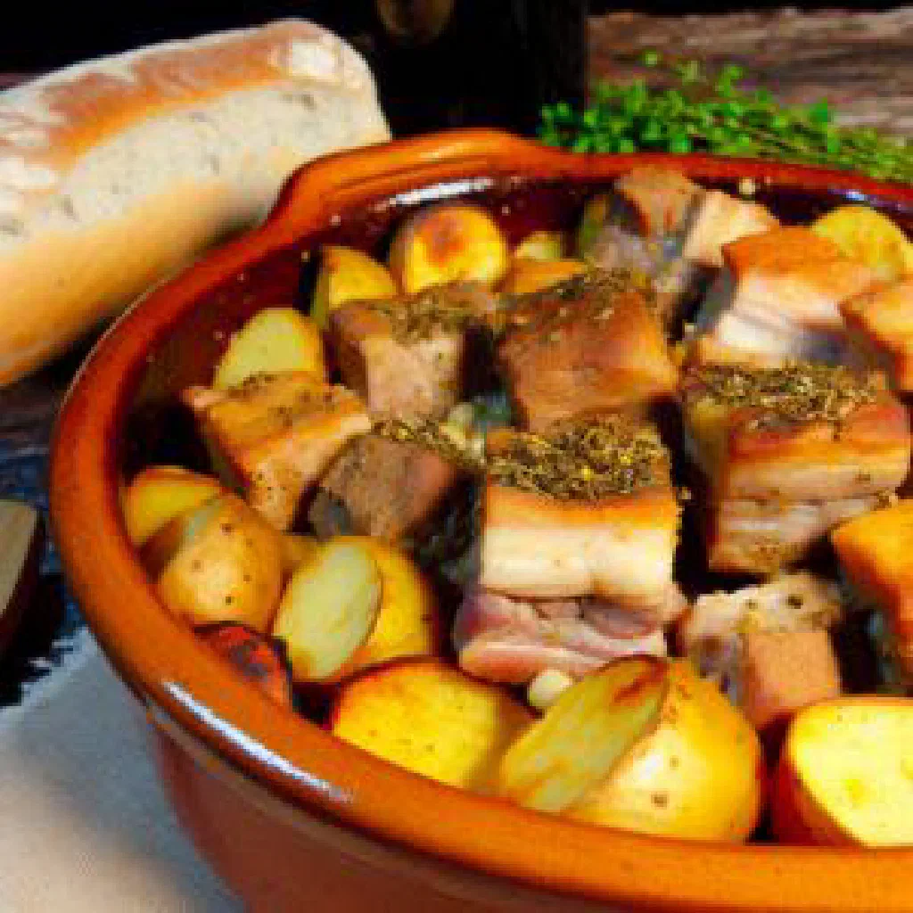 Golden, crisp baked pork fat seasoned with garlic and herbs
