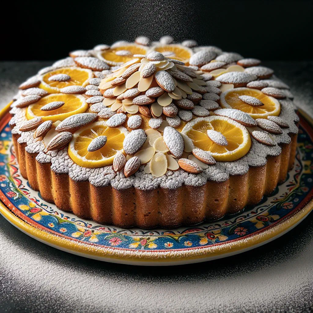 Torta de Santiago almond cake dusted with icing sugar