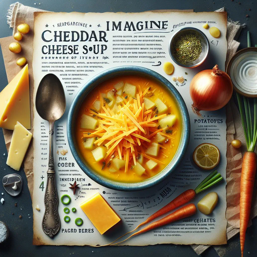 Creamy cheddar cheese soup in a bowl topped with fresh herbs