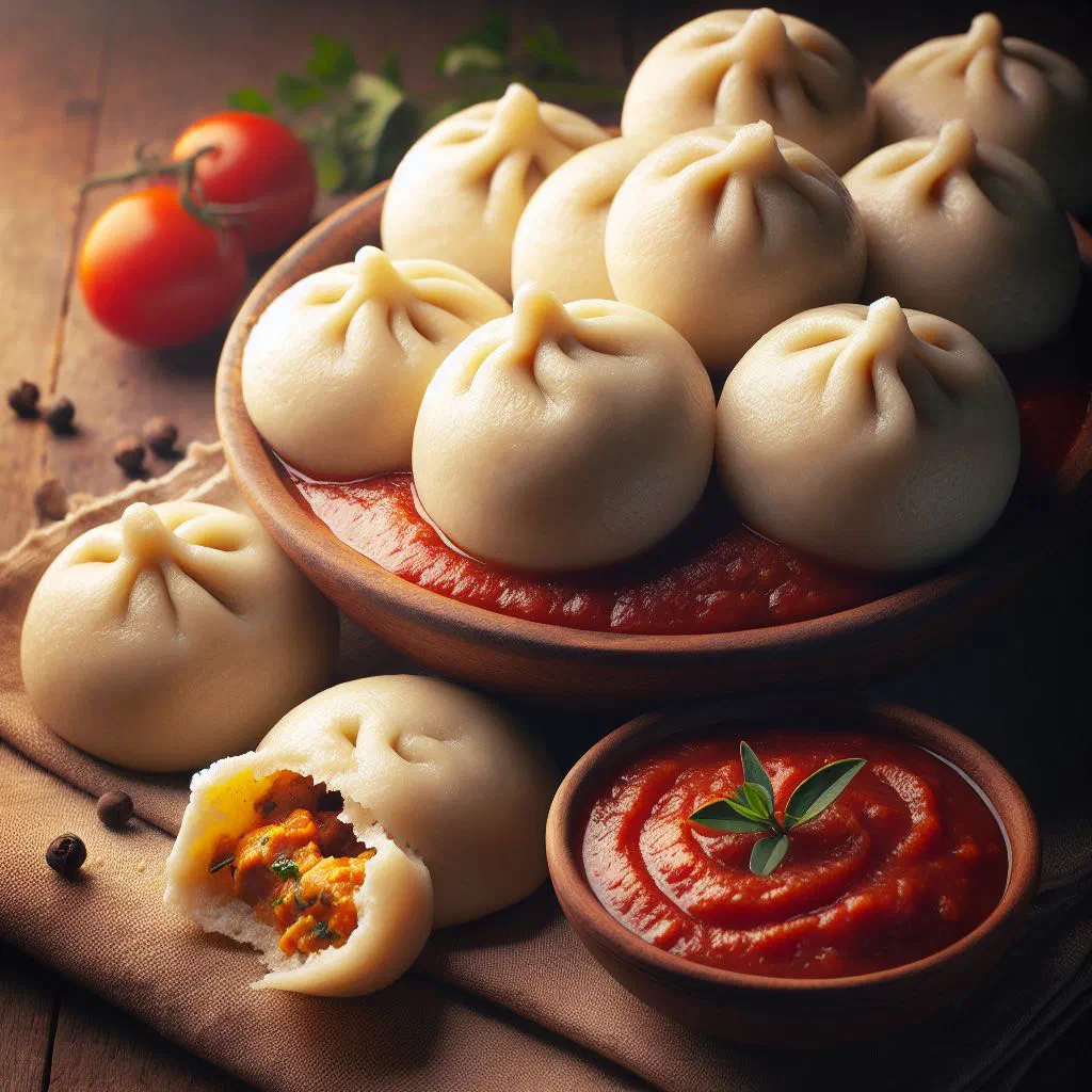 Steamed Venezuelan cornmeal dumplings served on a plate with sauce