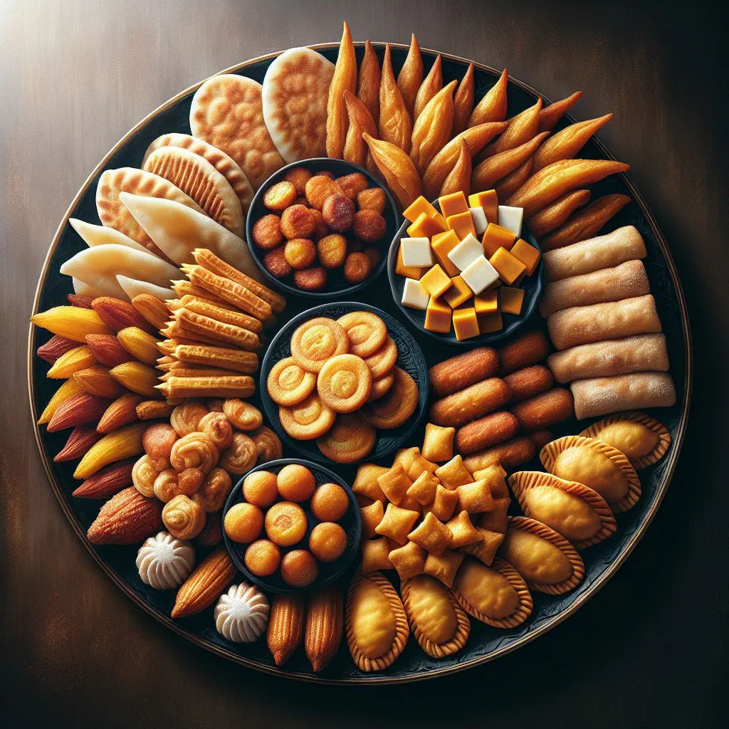 Venezuelan pasapalo bites filled with cheese, ham and avocado on a platter