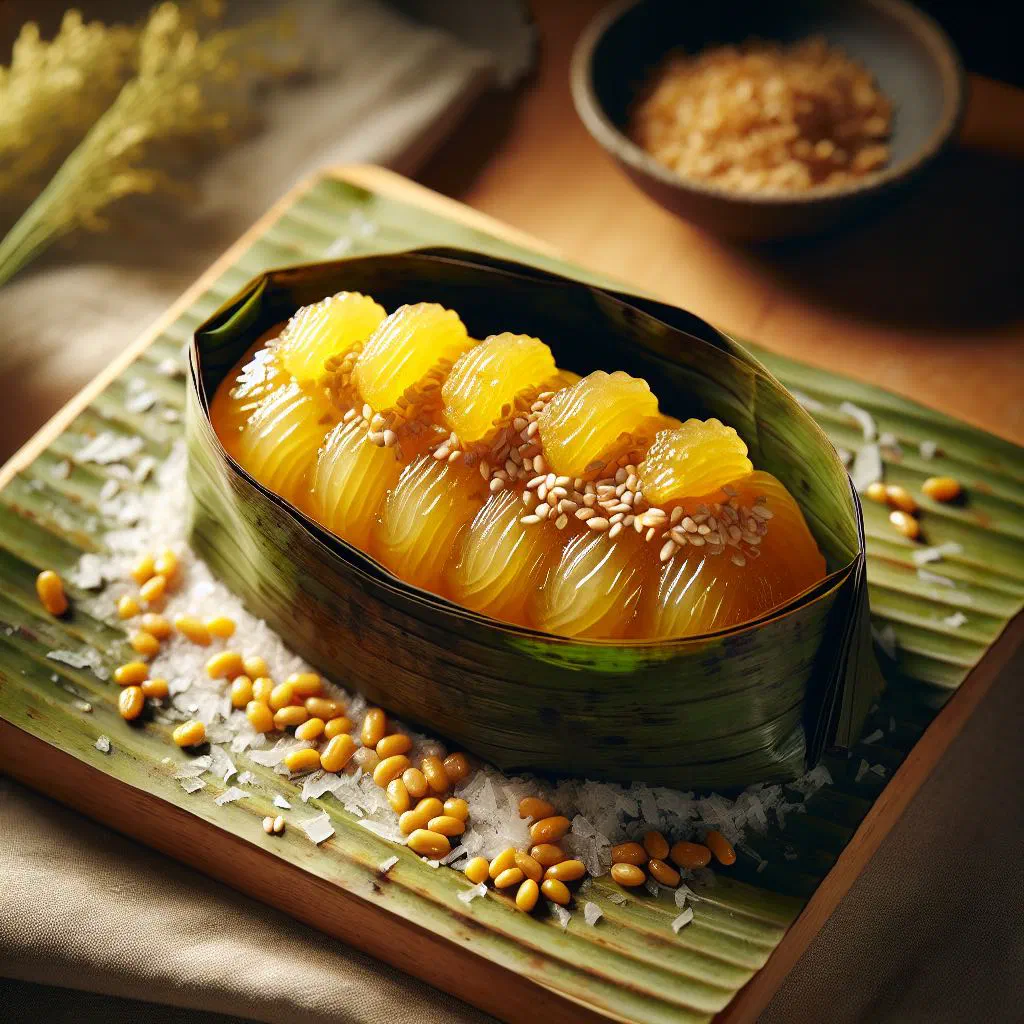 Golden baked Banh Nuong rice cakes with a savoury pork and mushroom filling
