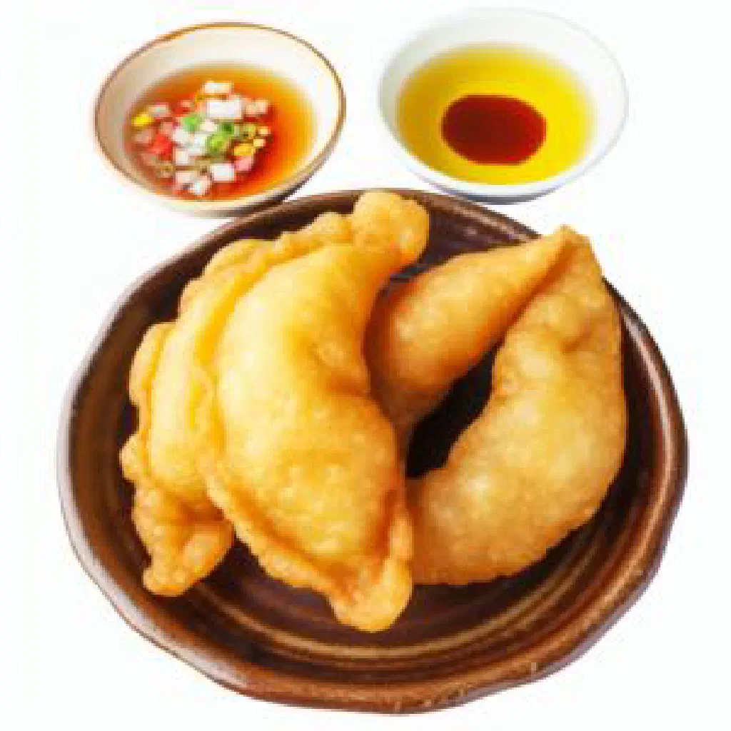 Steamed Banh Tai Heo dumplings garnished with fresh herbs