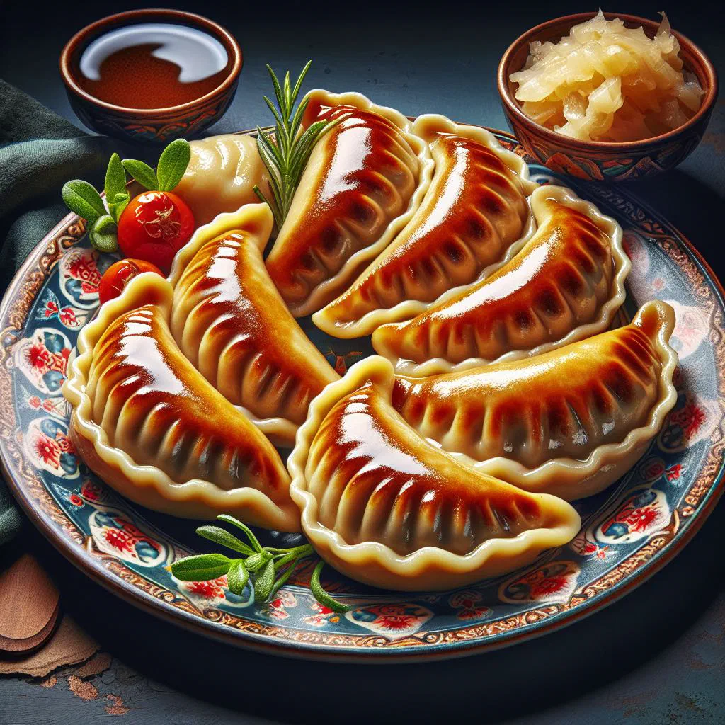 Golden, crispy fried Vietnamese dumplings garnished with fresh coriander
