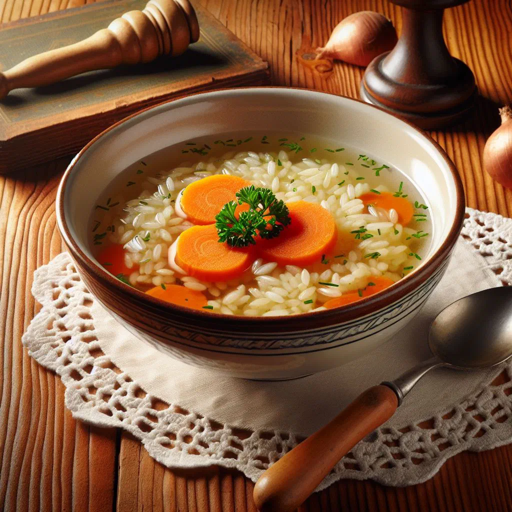 Bowl of Vietnamese chao long rice porridge garnished with herbs and lime