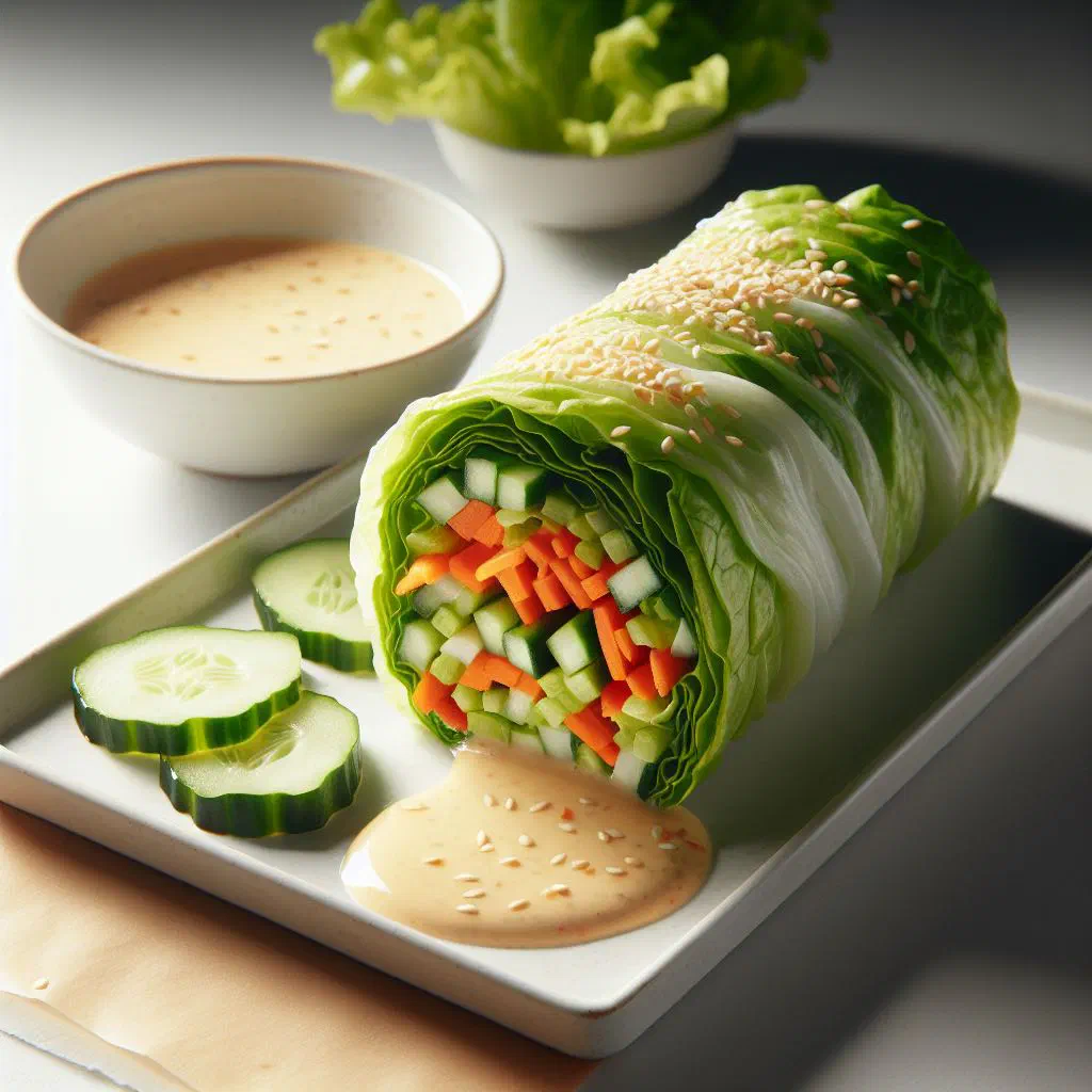 Fresh Vietnamese goi bi rice paper rolls with herbs and dipping sauce