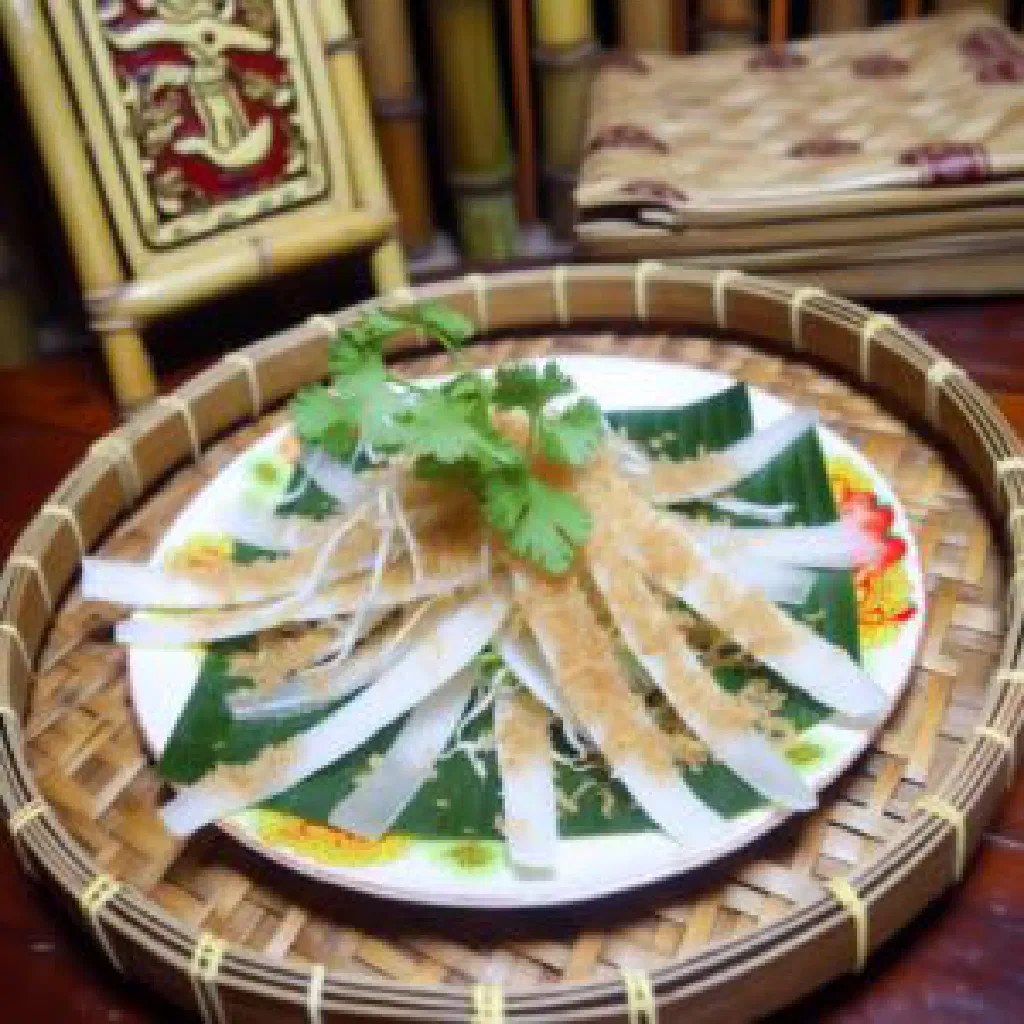 Vietnamese goi sua jellyfish salad with carrot, cucumber and peanuts