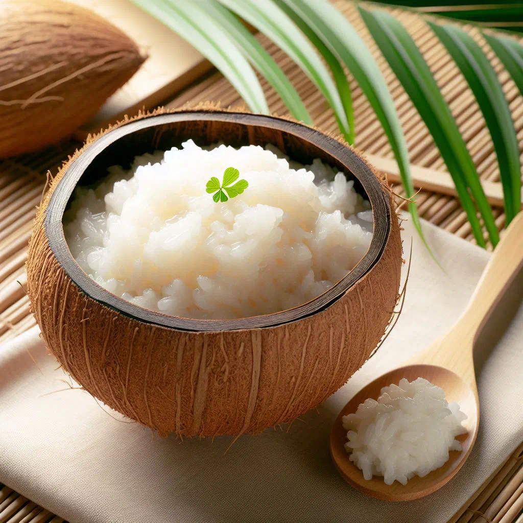 Bowl of Vietnamese coconut sticky rice topped with roasted peanuts