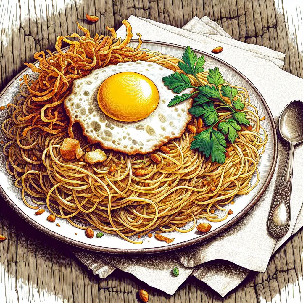 Sweet vermicelli balaleet topped with a golden egg omelette