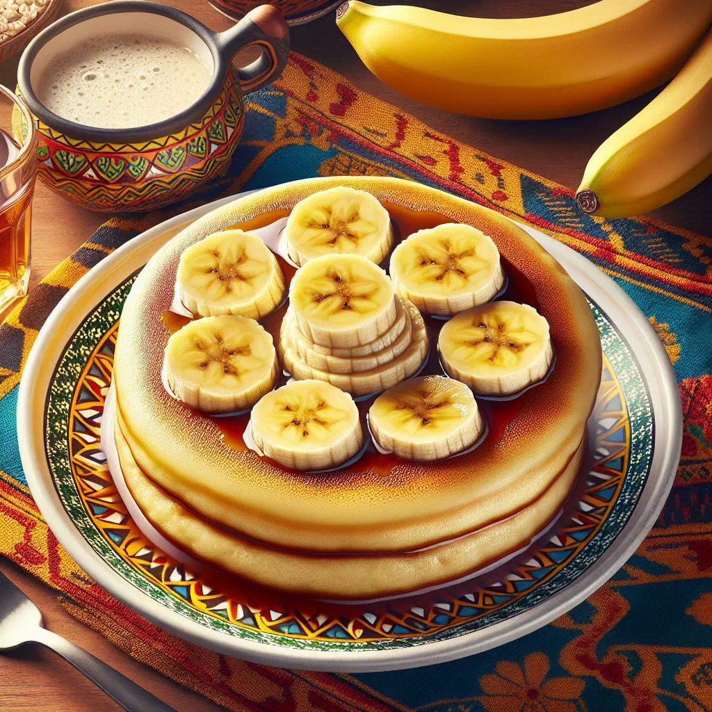 Thin banana lahoh pancakes drizzled with honey on a plate