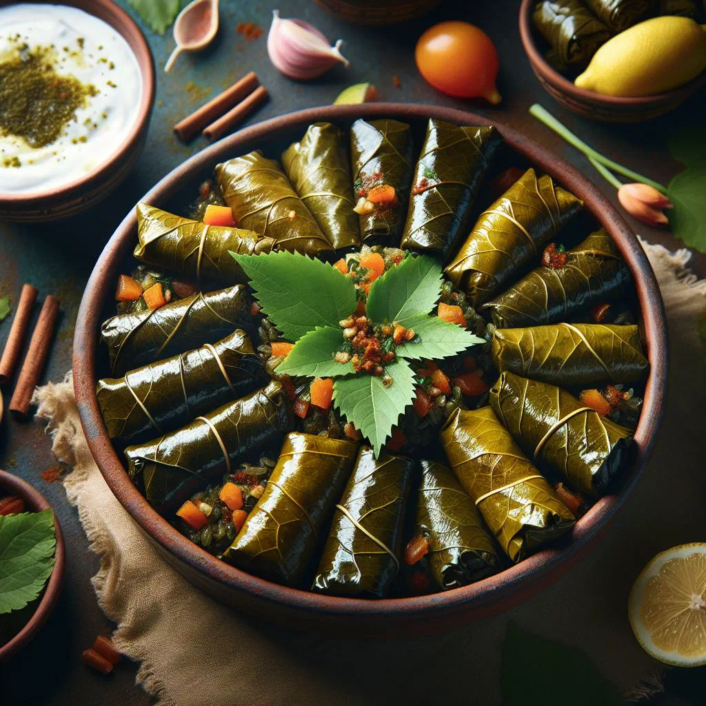 Yemeni mahshi stuffed vegetables filled with spiced rice and meat