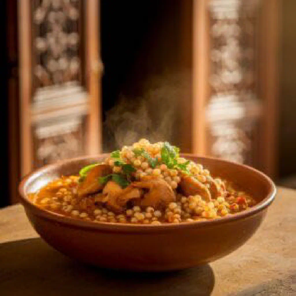 Sizzling Yemeni moqalqal with tender meat, tomatoes and peppers