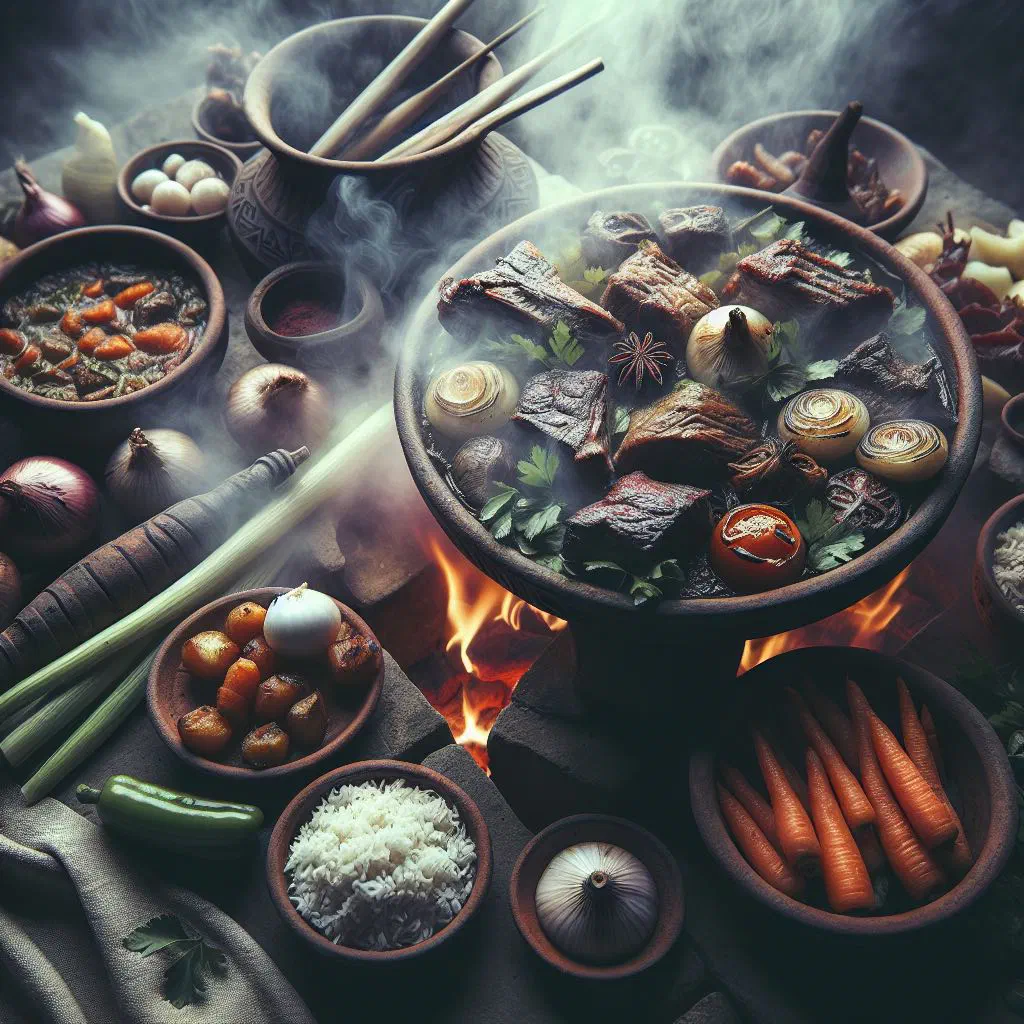 Yemeni tabeekh stew of tender meat and vegetables in a rich sauce