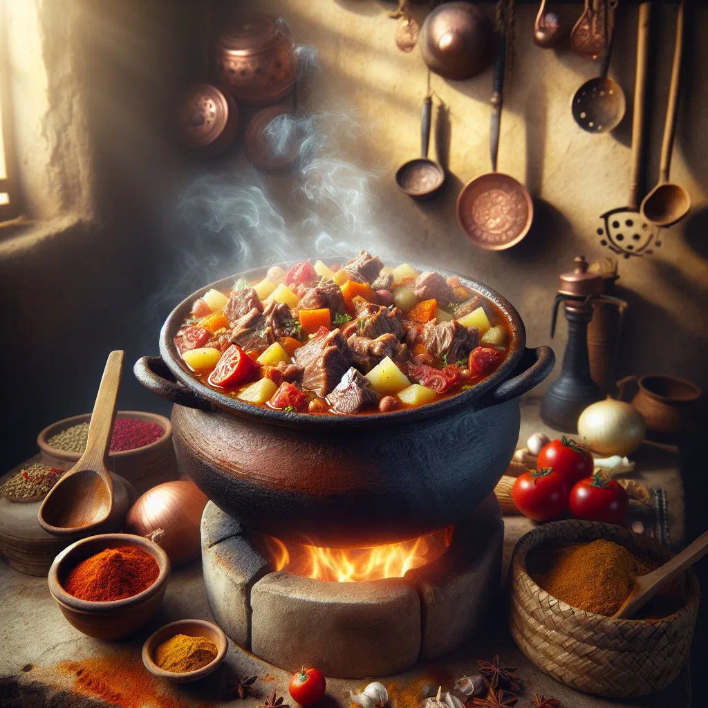 Bowl of Yemeni lamb soup with tender lamb, chickpeas and fresh coriander