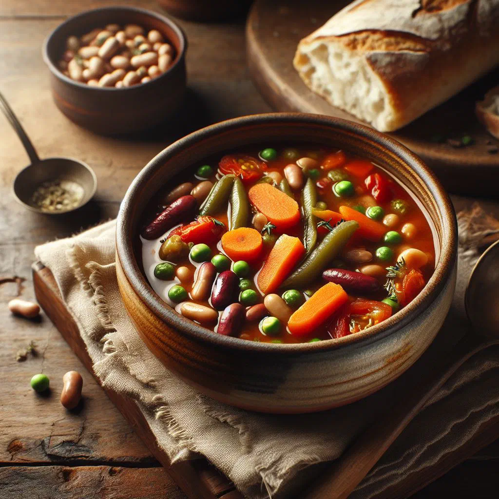 Hearty Zambian bean and vegetable stew in a bowl with fresh herbs