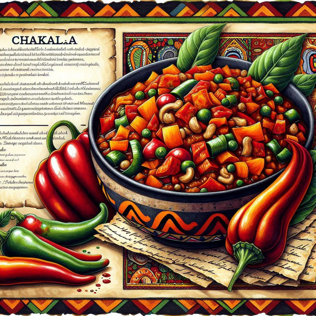 Bowl of spicy chakalaka vegetable relish with beans, carrots and peppers