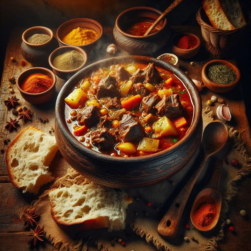 Spicy goat stew in a bowl with fresh coriander and chilli