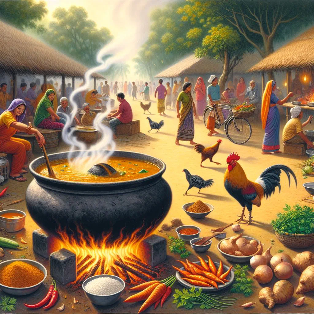 Zambian village chicken curry in a coconut sauce with peppers and fresh coriander