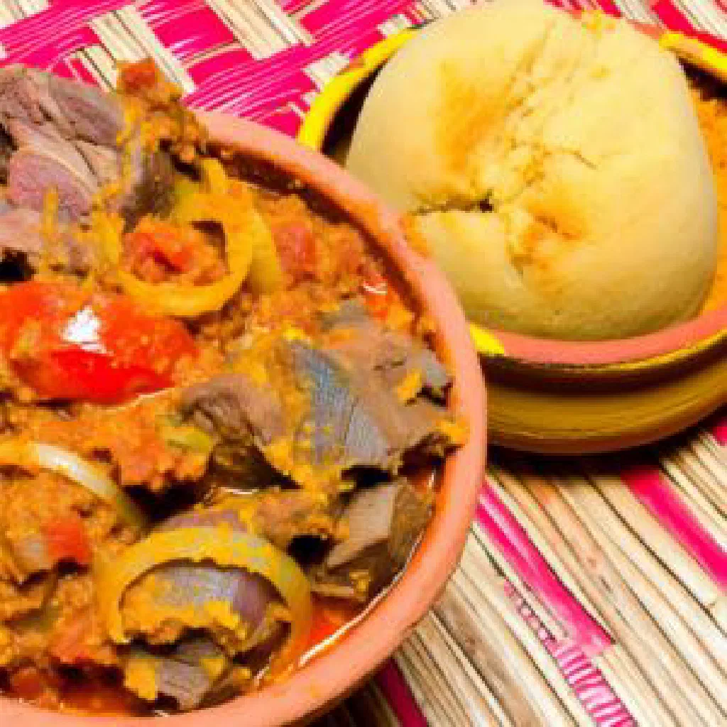 Chikokoto maize meal served on a plate with vegetable and meat sides