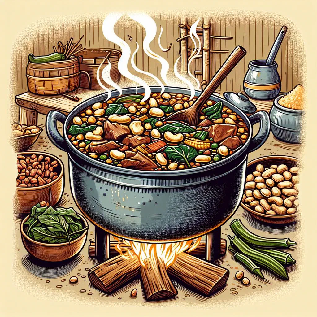 Creamy peanut butter stew with vegetables served in a bowl