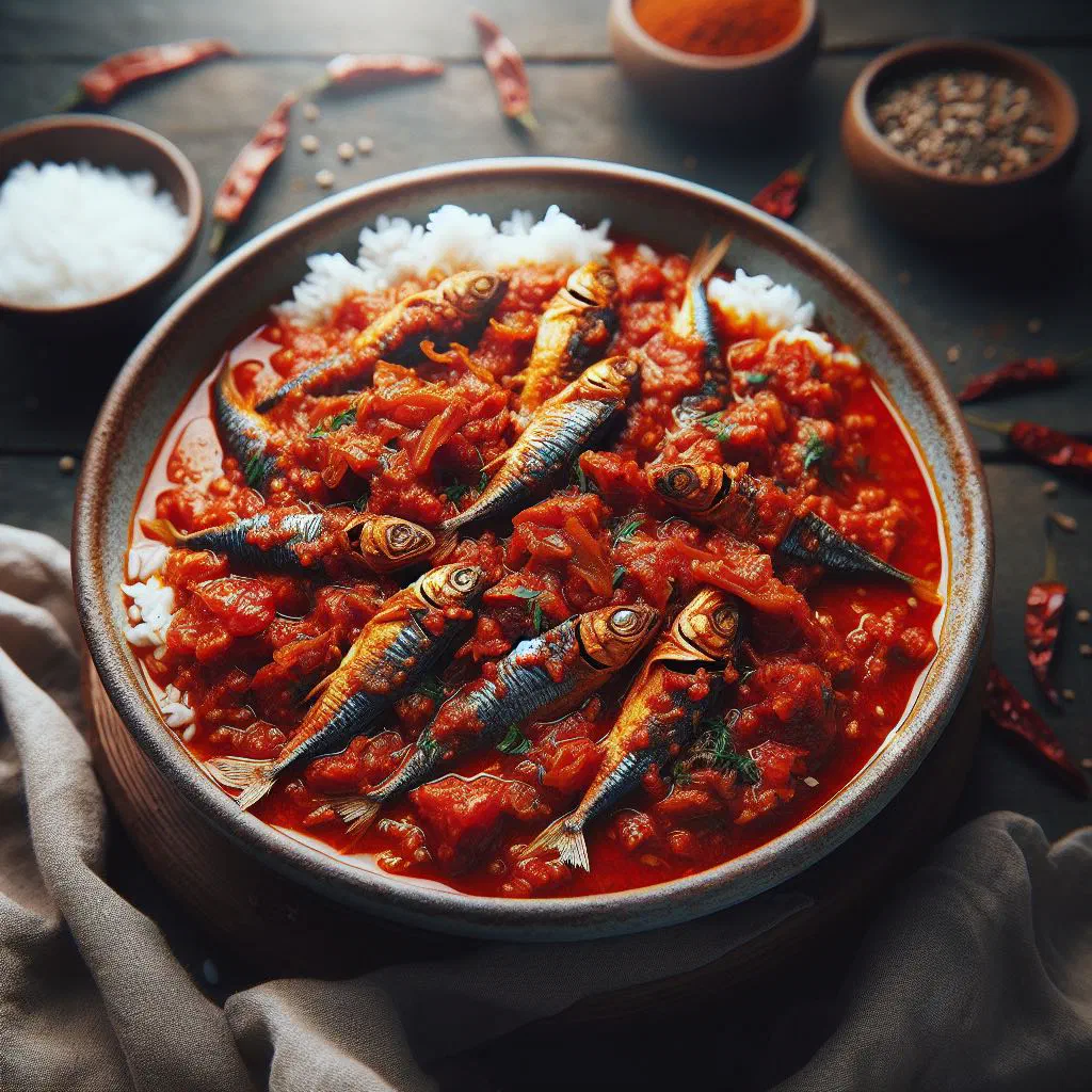 Matemba dried fish simmered in a rich tomato sauce with fresh herbs