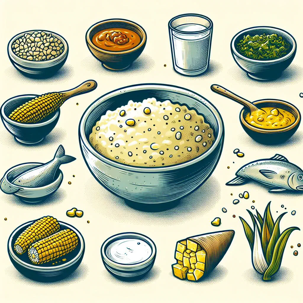 Smooth white sadza shaped into a mound beside a savoury relish