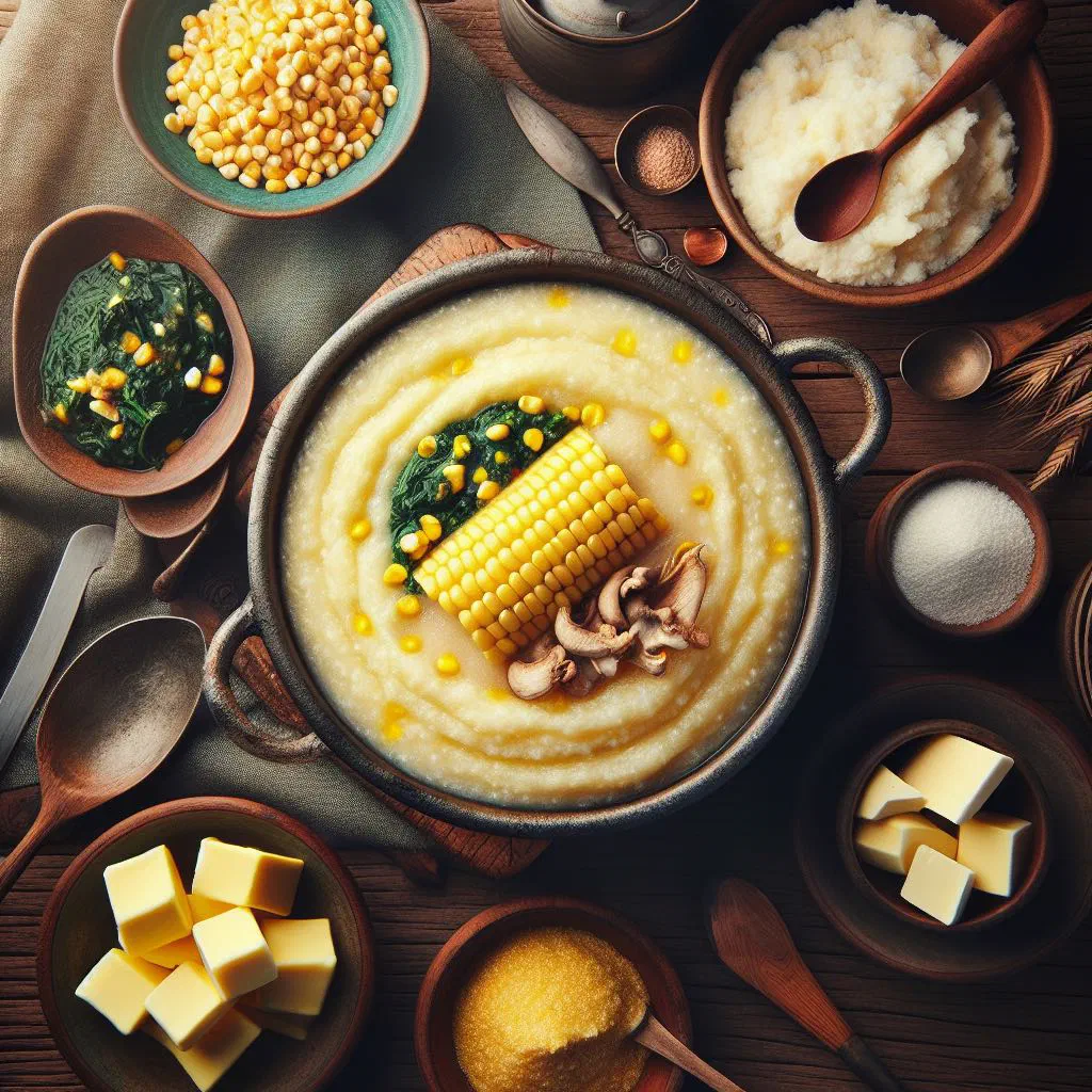 A mound of firm sadza rezviyo served in a bowl with stew alongside