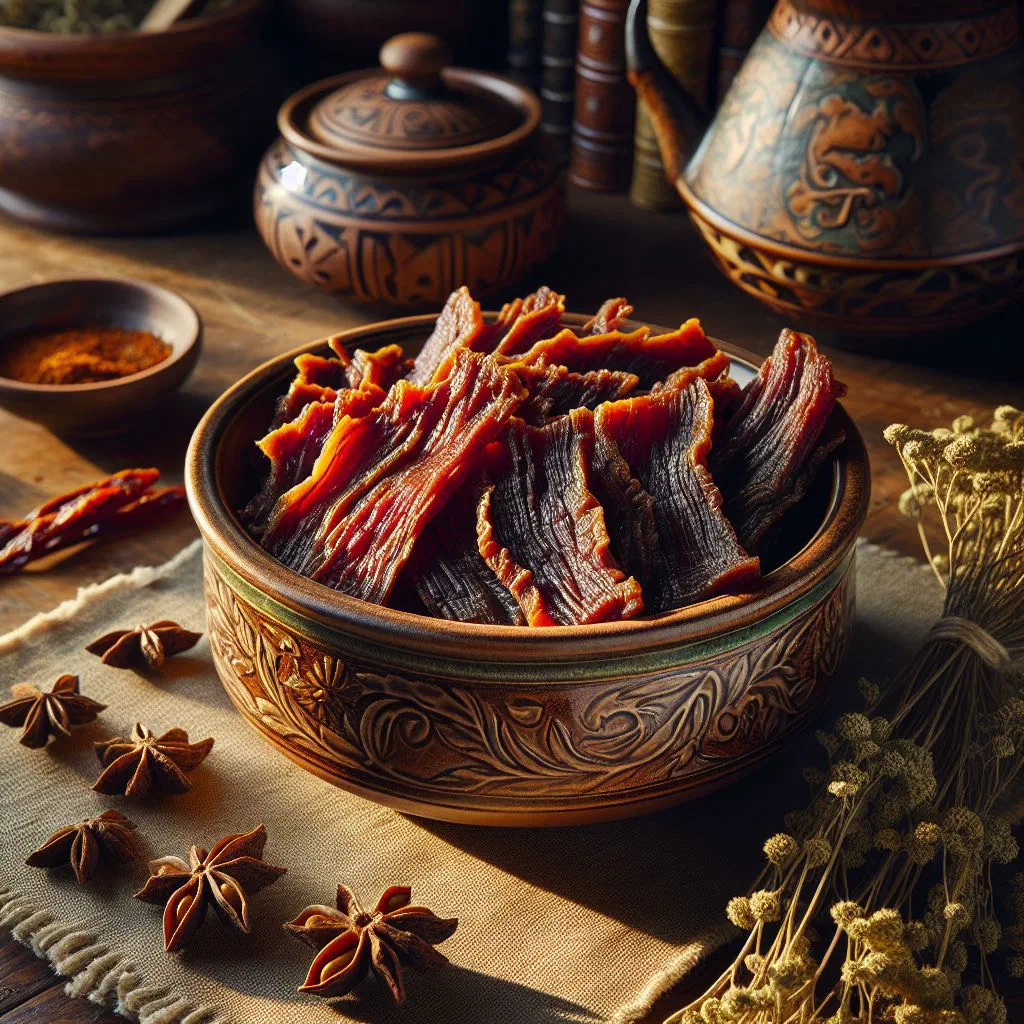 Sun-dried meat relish in a bowl with tomato and onion sauce