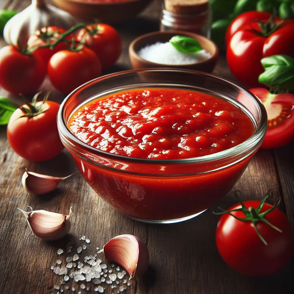 Rich Zimbabwean tomato sauce in a bowl garnished with fresh coriander